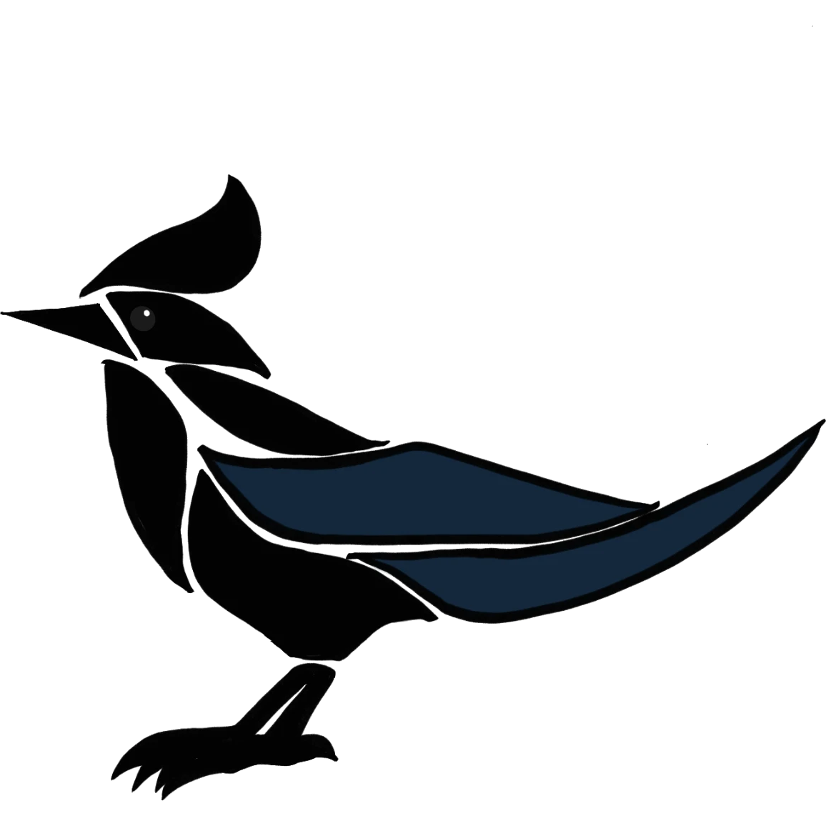 Steller's jay campaign logo — black and navy